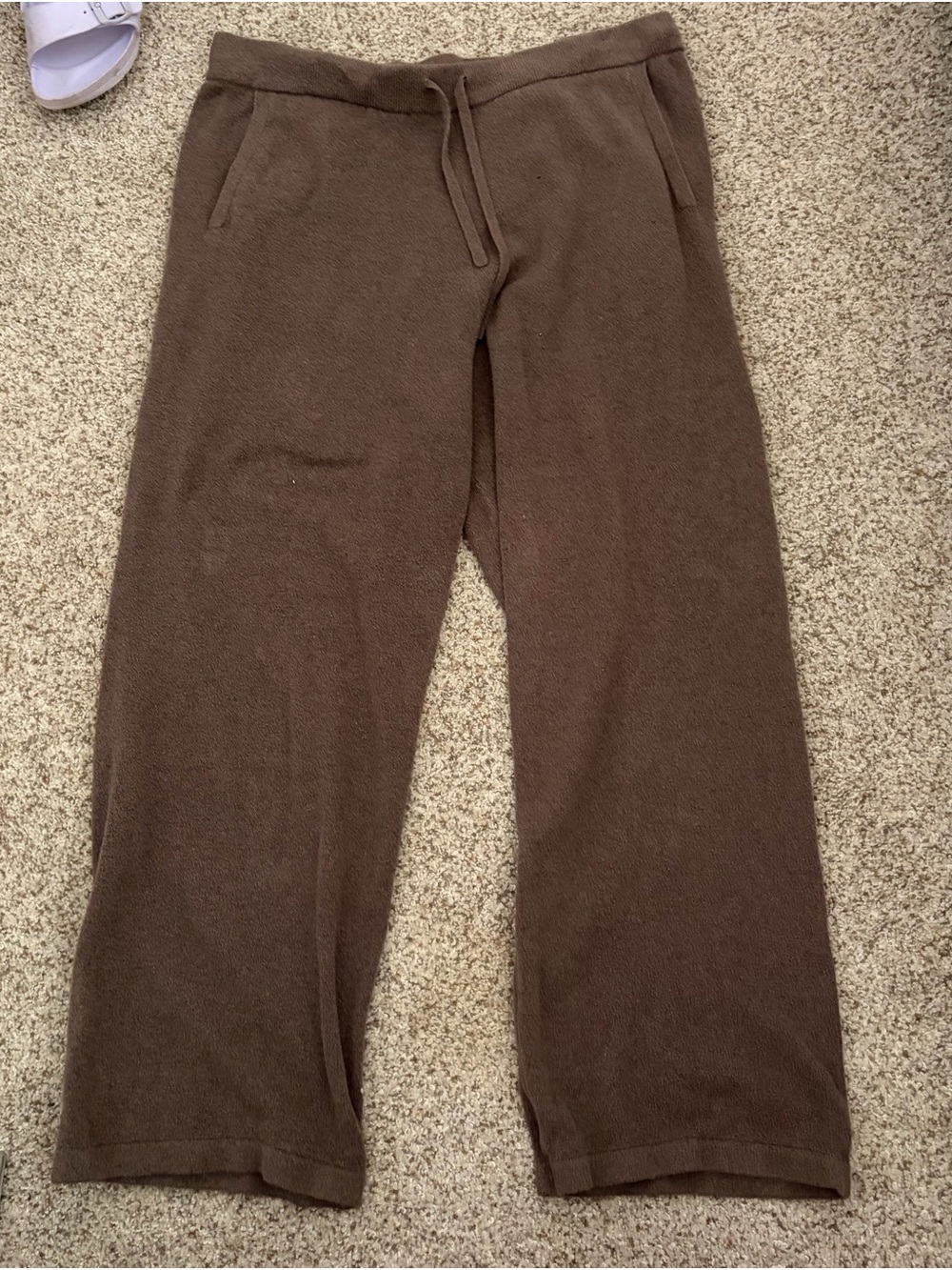 GAP Women’s Brown Drawstring Fleece Wide Leg Lounge Pants